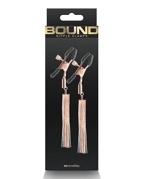 Bound Nipple Tassel Clamps - Rose Gold/Black