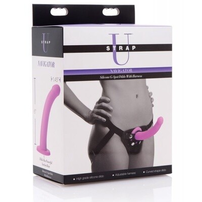 Strap U Navigator Silicone G-Spot 7in Dildo with Harness