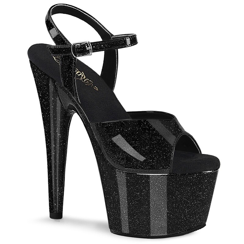 Adore 7&quot; Black Glitter Sandal
