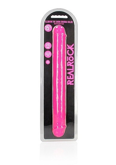RealRock 15&quot; Double Dong Glow in the Dark Dildo, Color: Pink