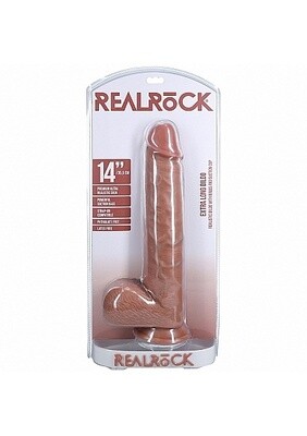 RealRock Ultra Realistic Skin 14&quot;  Extra Large Straight Dildo with Balls and Suction Cup