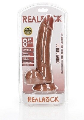 RealRock Curved 8&quot; Realistic Dildo with Balls and Suction Cup