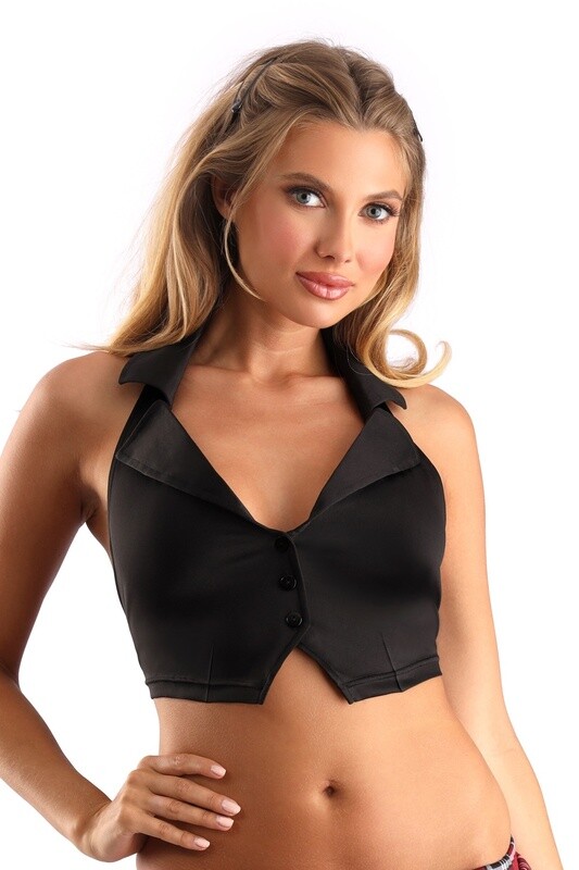 Black Collared Halter Top