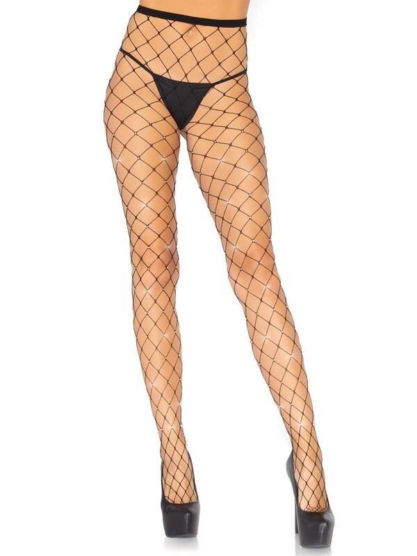 Jenelle Rhinestone Fence Net Tights