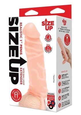 Size Up 1&quot; Realistic Penis Extender w/Ball Loop