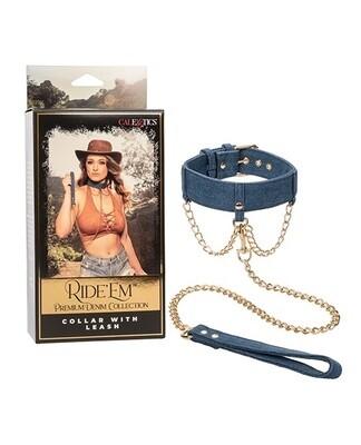 Ride &#39;em Premium Denim Collection Collar with Leash