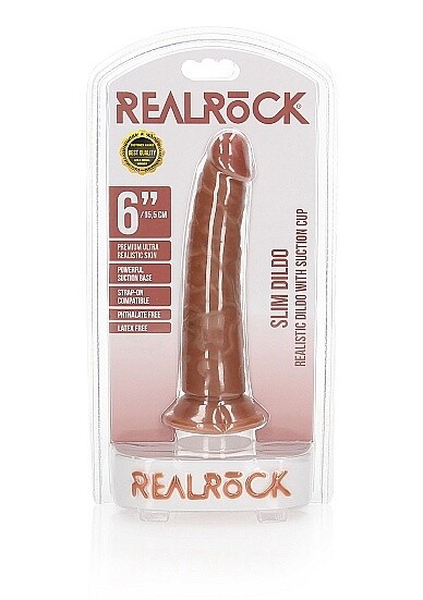 RealRock Slim 6&quot; Realistic Dildo with Suction Cup, Color: Caramel