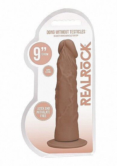 RealRock Skin 9&quot; Realistic Dildo Without Balls, Color: Caramel
