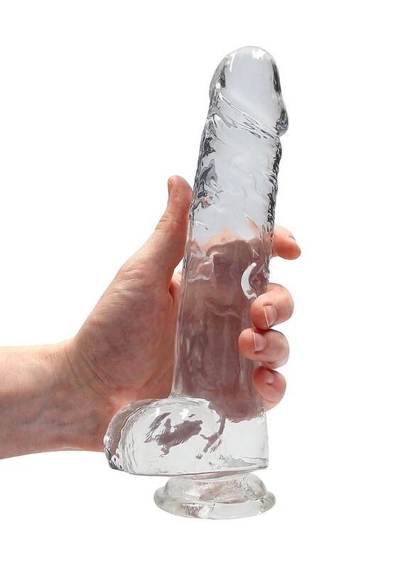 RealRock Crystal Clear 9" Dildo with Balls