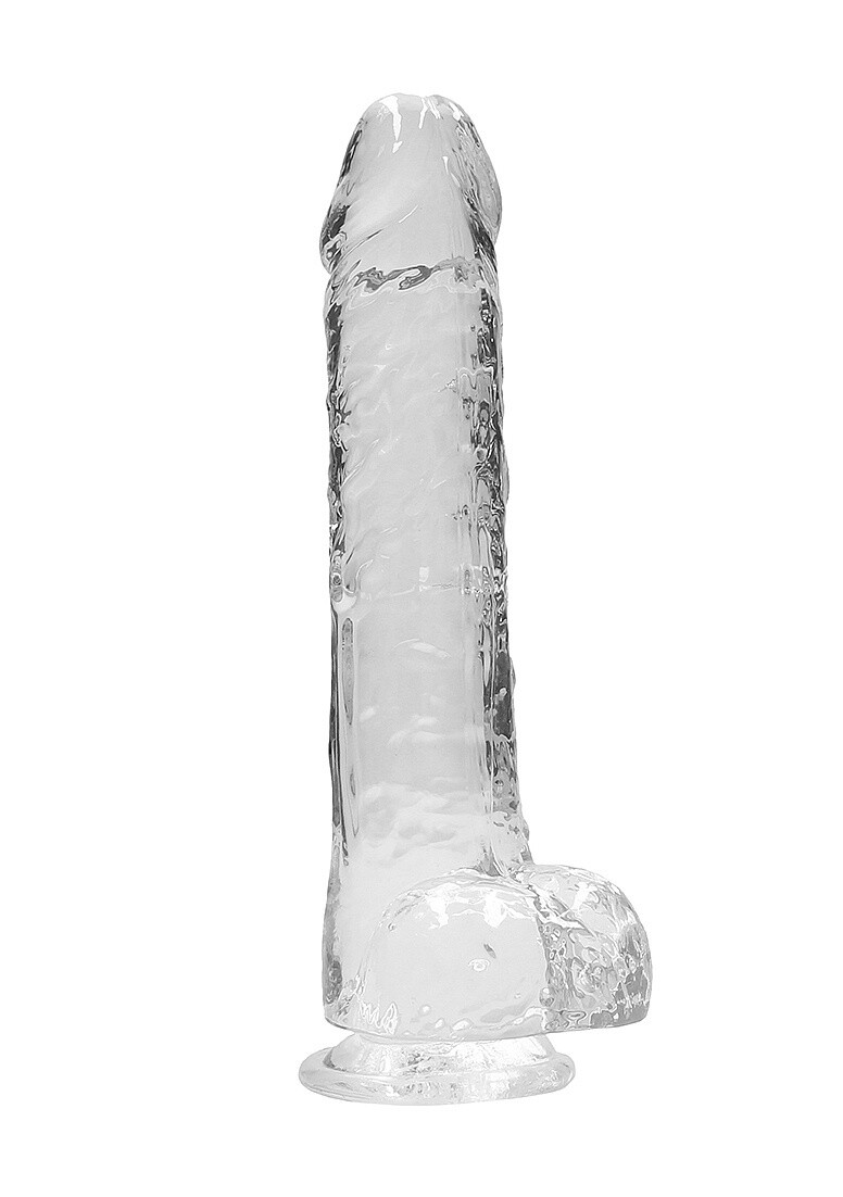 RealRock Crystal Clear 9&quot; Dildo with Balls, Color: Translucent