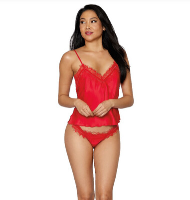 Lacy Red Camisole Set