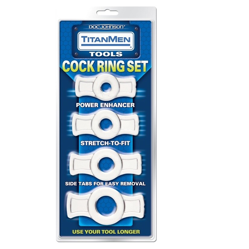 TitanMen Stretch-To-Fit Cock Rings (4 Piece Kit)