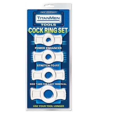 TitanMen Stretch-To-Fit Cock Rings (4 Piece Kit)