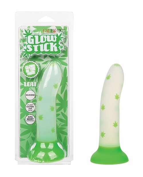 Glow Stick Leaf Silicone Glow in the Dark Dildo with Suction Base