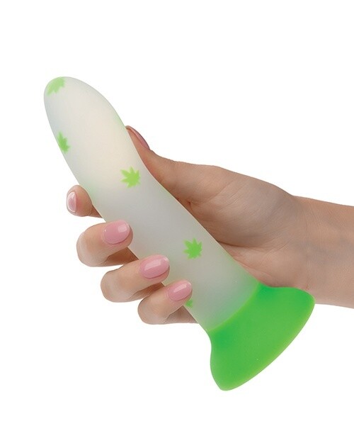 Glow Stick Leaf Silicone Glow in the Dark Dildo with Suction Base