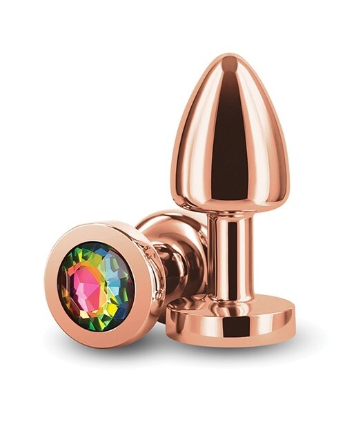 Rear Assets Rose Gold Petite Rainbow Aluminum Anal Plug