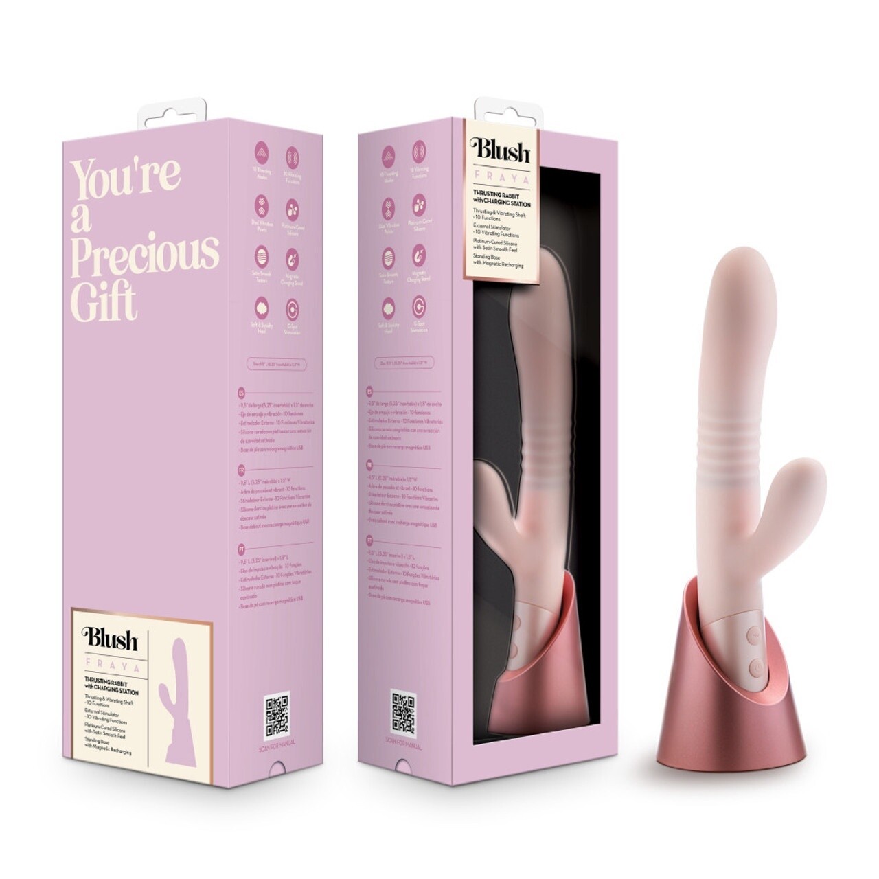 Blush Collection Fraya Rechargeable Silicone Rabbit Vibrator