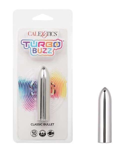 Turbo Buzz Classic Rechargeable Bullet, Color: Silver
