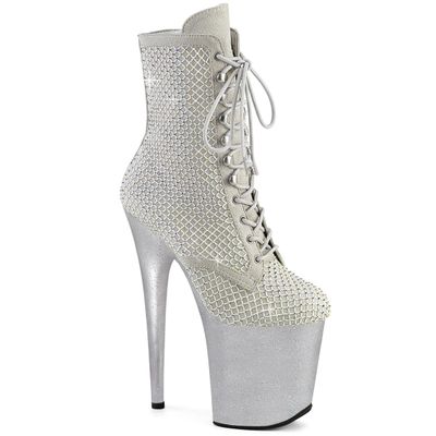 Flamingo 8&quot; Ankle Boot with Rhinestone Mesh Overlay