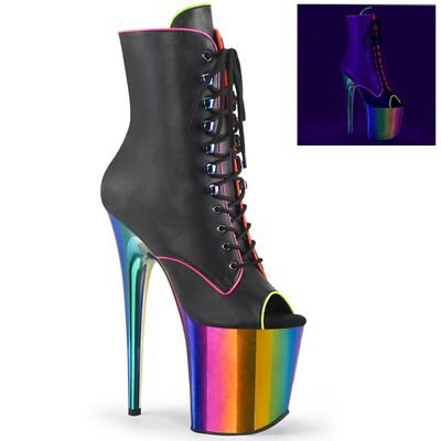 Flamingo 8&quot; Blacklight Rainbow Platform Ankle Boot