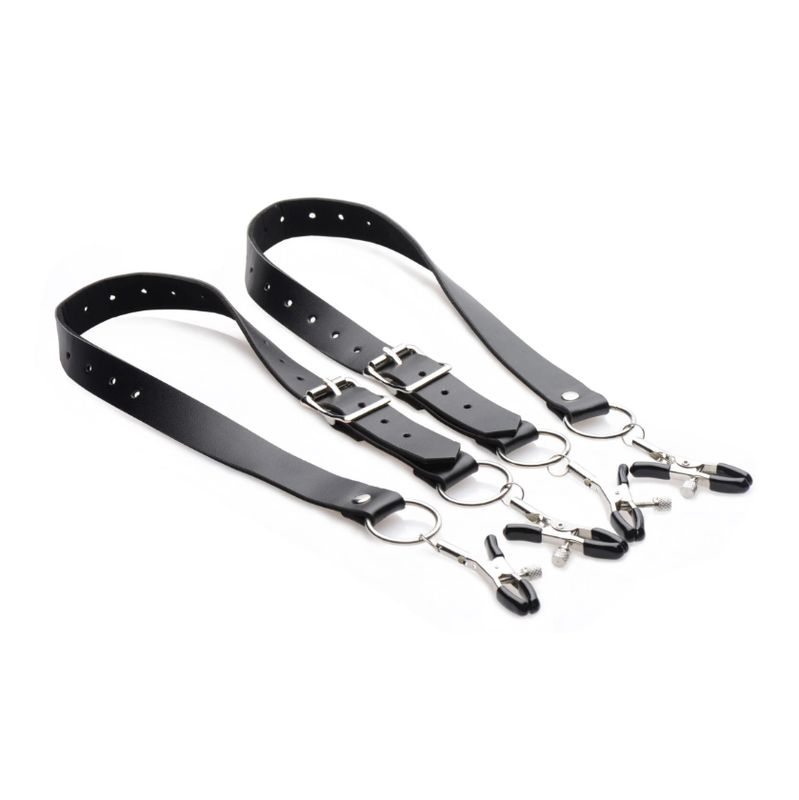 Master Series Spread Labia Spreader Straps with Clitoral Clamps