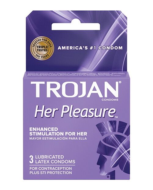 Trojan Her Pleasure Lubricated Latex Condoms, Size: 3 pack