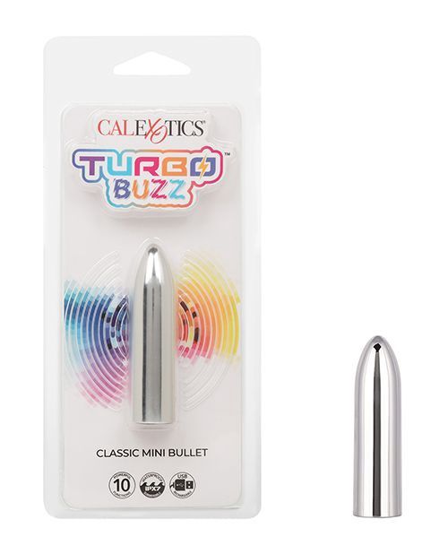 Turbo Buzz Classic Rechargeable Mini Bullet, Color: Silver