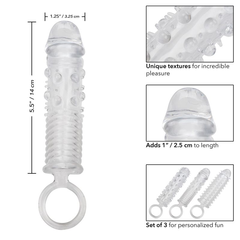 Textured Extension Set Penis Sleeves (3 piece)