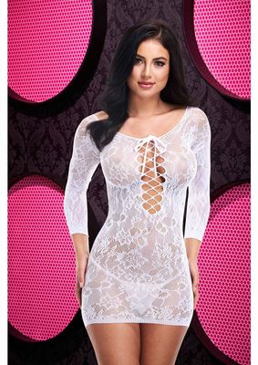 Lace Off the Shoulder White Mini Dress