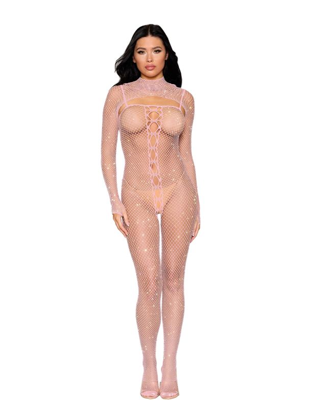 Pink Quartz Rhinestone Bodystocking