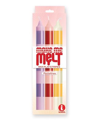 The 9&#39;s Make Me Melt Sensual Warm-Drip Candles - Pastellines Stripes