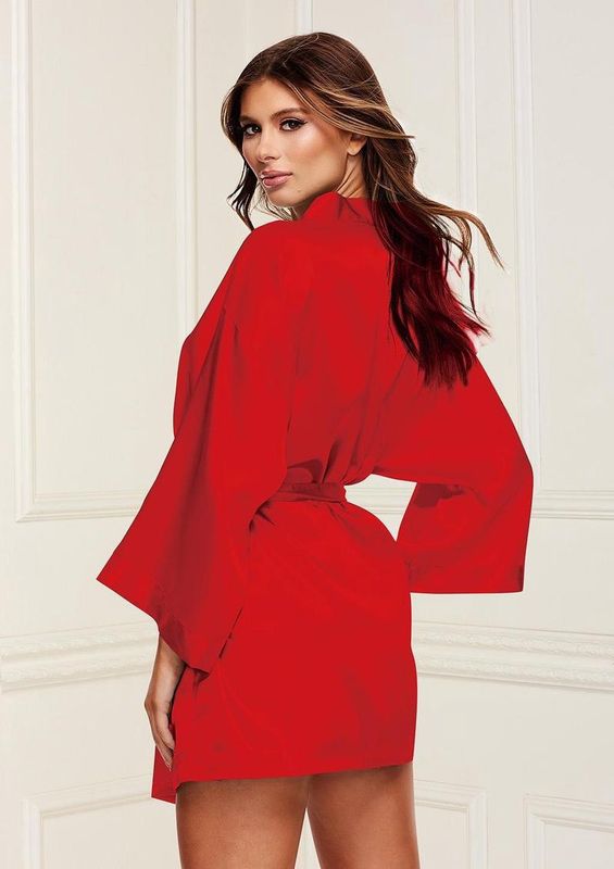 All Satin Robe - Red