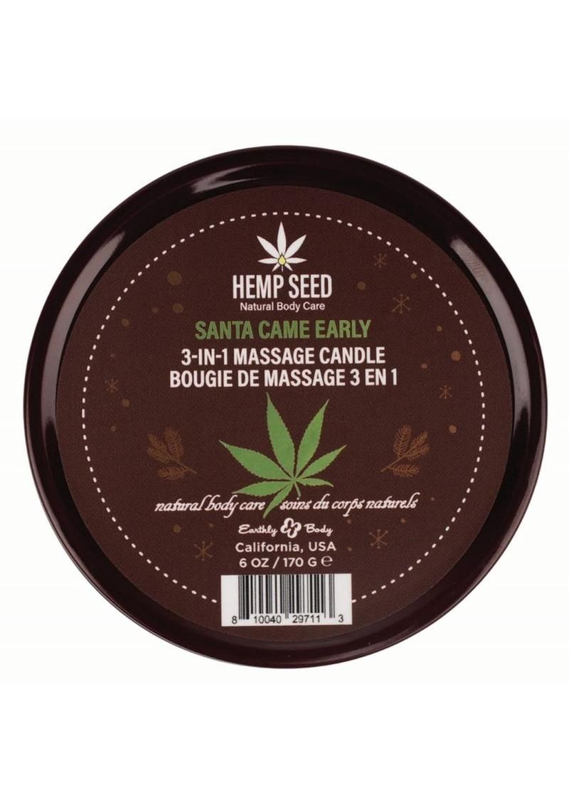 Earthly Body Hemp Seed 3 In 1 Massage Candle, Fragrance: Santa Came Early