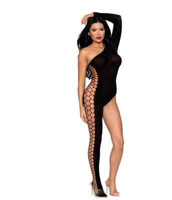 Asymmetric Semi-Sheer Bodystocking