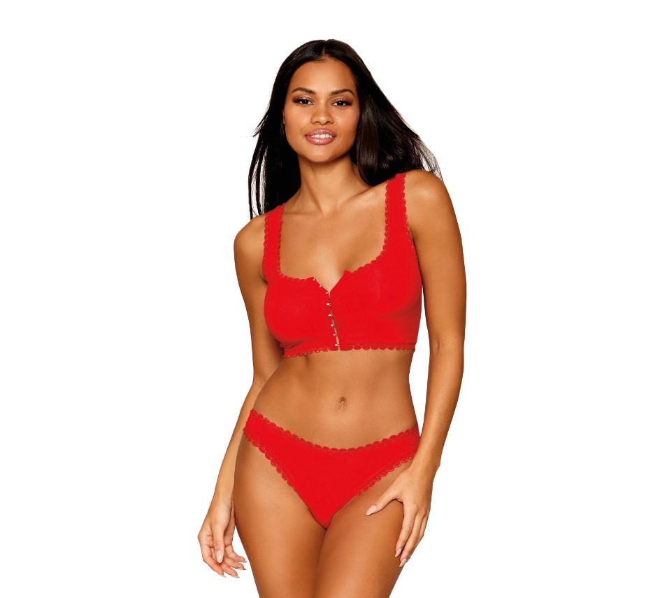 Rib-Knit 'Naughty' Bralette and Panty Set