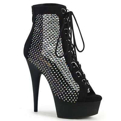 Delight 6&quot; Rhinestone Mesh Ankle Boot
