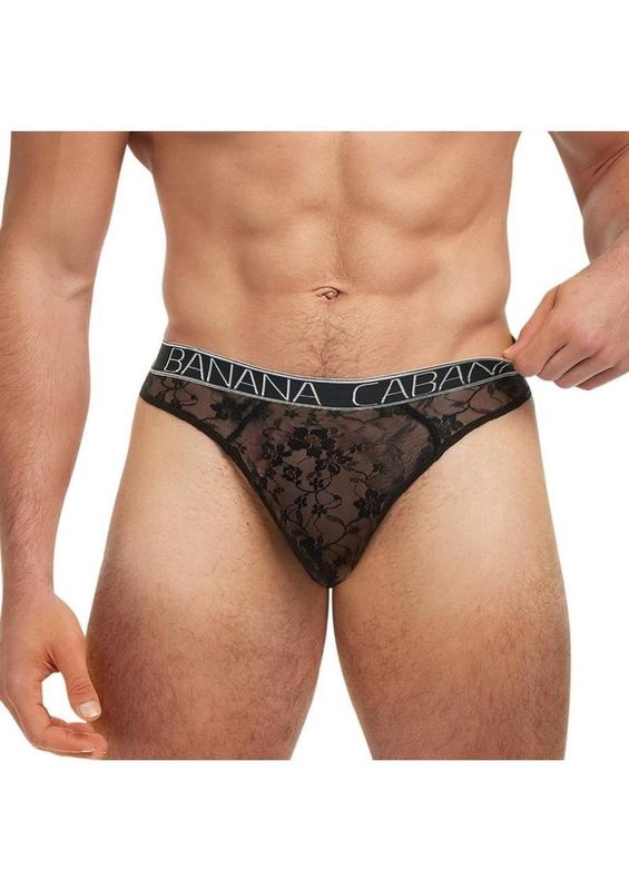 Banana Cabana Black Lace Nights Thong