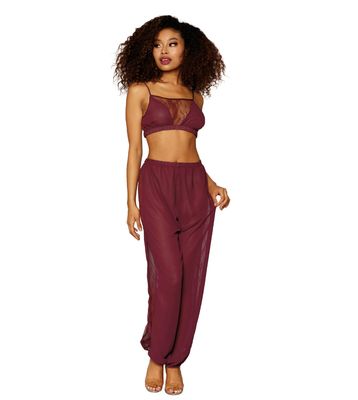 Sheer Chiffon and Lace Pajama Pant Set