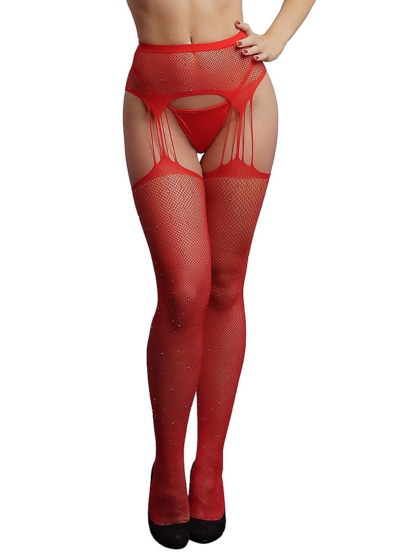 Rhinestone Suspender Pantyhose