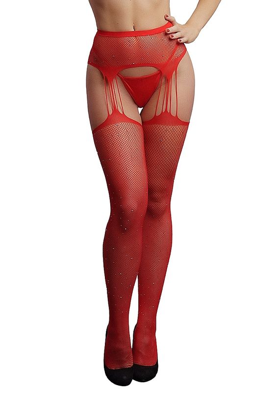 Rhinestone Suspender Pantyhose