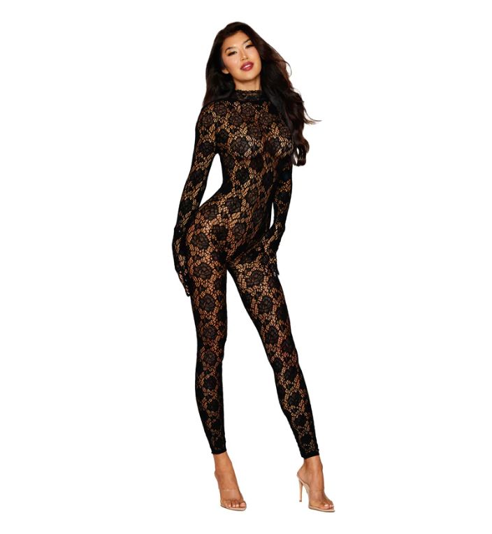 Gloved Mockneck Bodystocking, Size: One Size