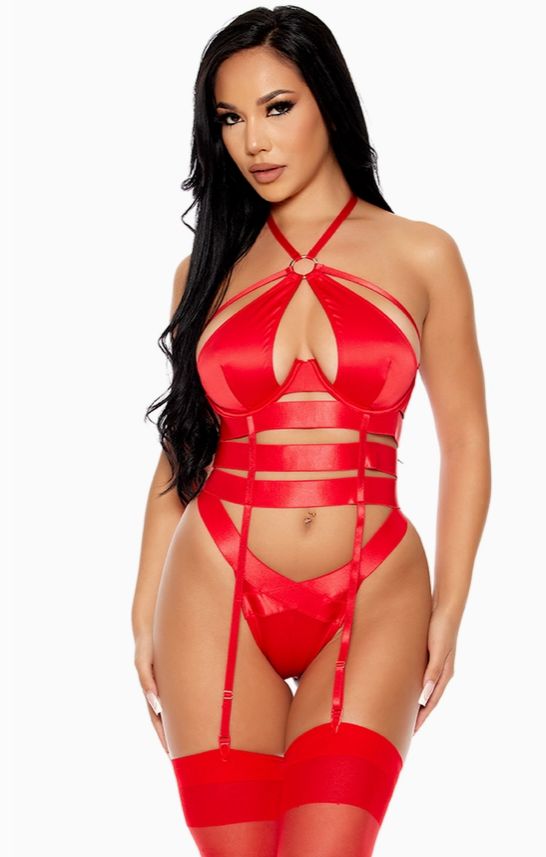 Soft Life Satin Strappy Bustier Set