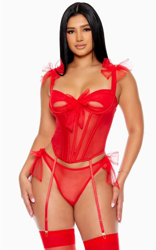 Unwrap Me Mesh Detail Bustier Set