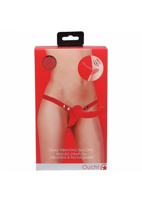 Dual Vibrating Ridged Silicone Strap-On