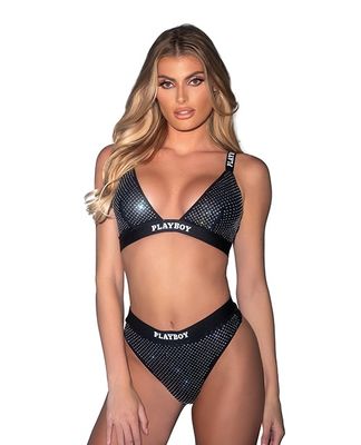 Playboy Disco Fever Rhinestone Bralette Set