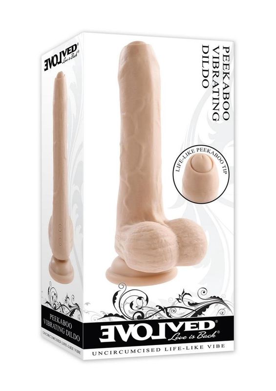 Peek A Boo Vibrating Rechargeable Uncircumcised Dildo
