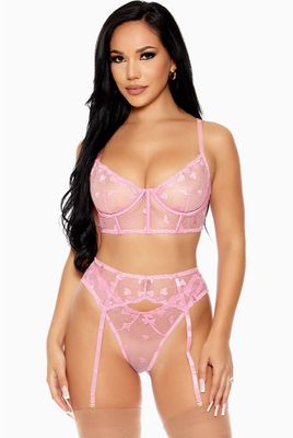 Heart You Embroidered Bra Set
