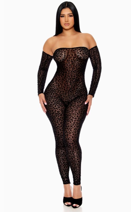 Off Shoulder Leopard Jumpsuit