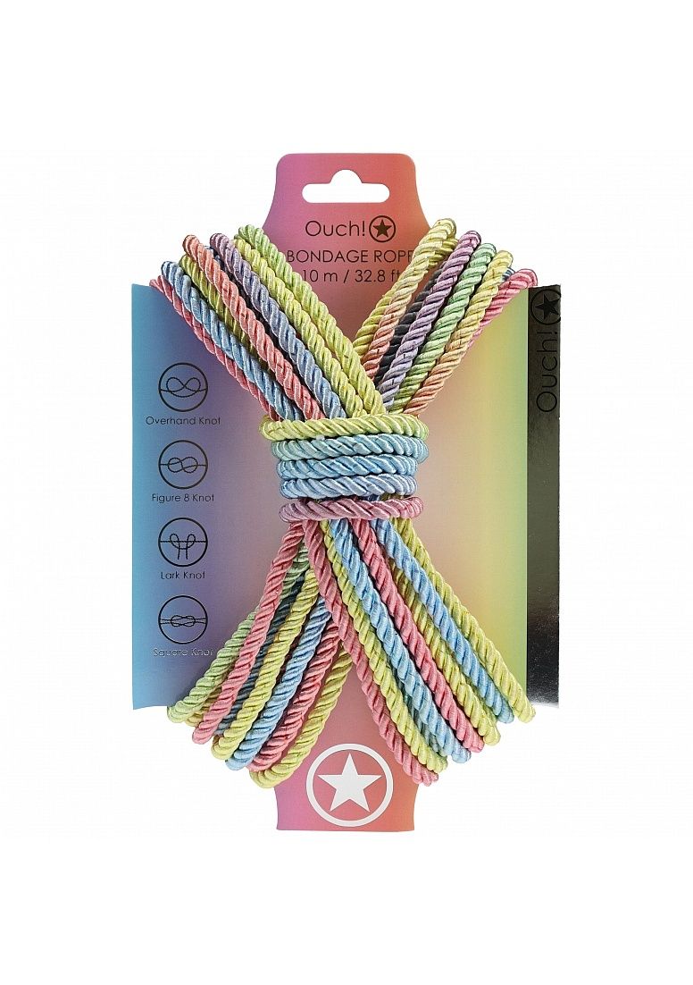 Ouch! Nylon Bondage Rope, Color: Multicolor Pastel