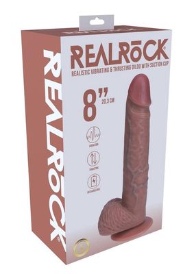 RealRock 8&quot; Realistic Rechargeable Vibrating &amp; Thrusting Dildo